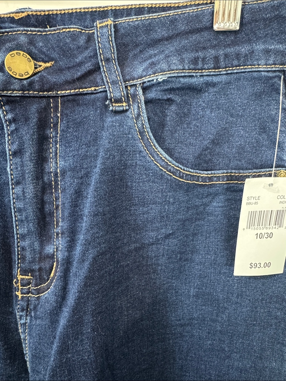 Bebe Dark Blue Cargo Distressed Wide Leg Jeans - Size 10/30 - Picture 5 of 9